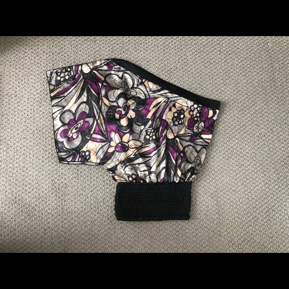 Satin printed one shoulder blouse